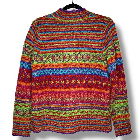 North Style Sweater Multicolor Striped Cardigan Rainbow Colorful Striped Medium - Picture 6 of 9